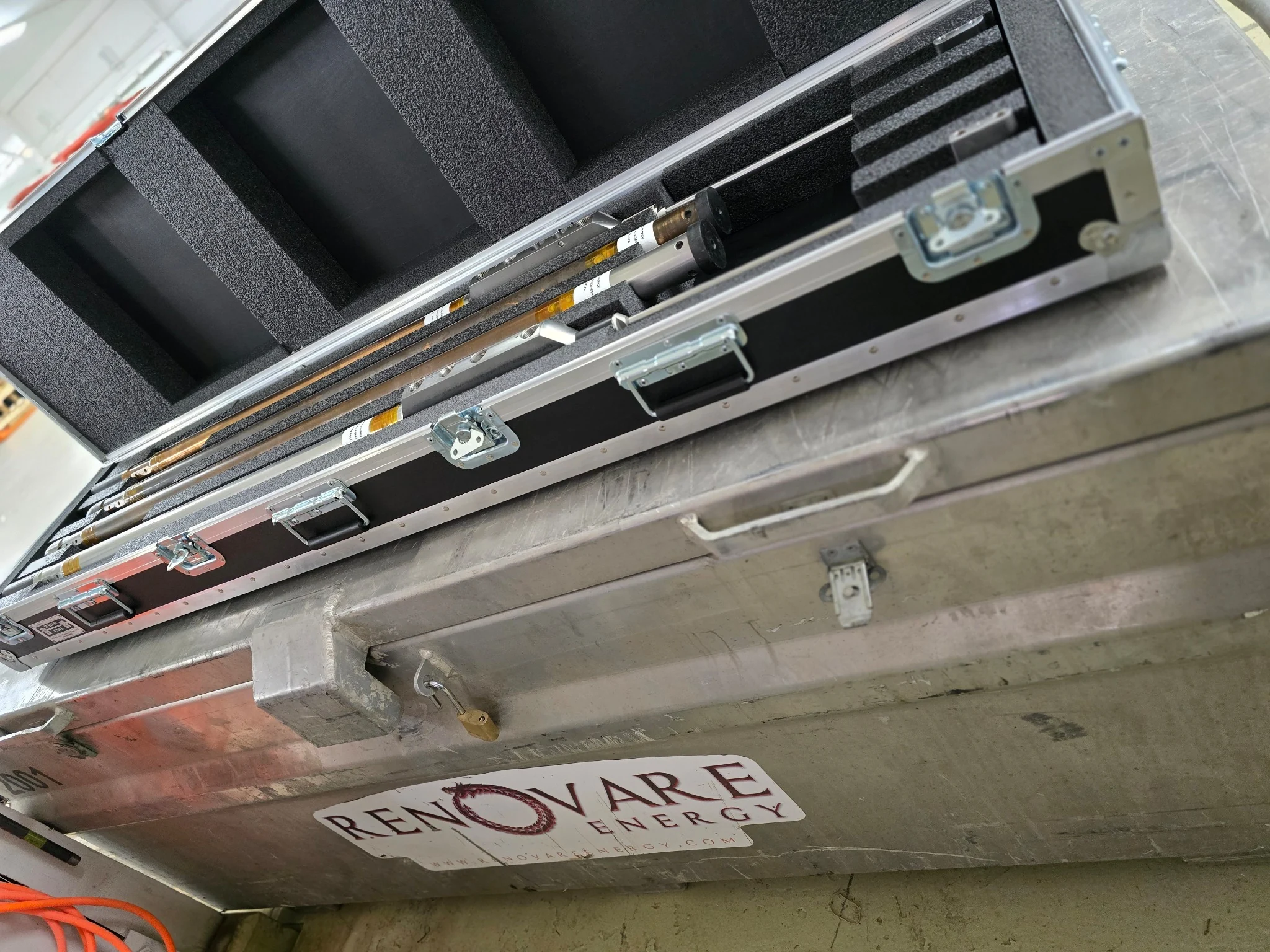 EM MWD equipment in a fitted case at the Renovare facility